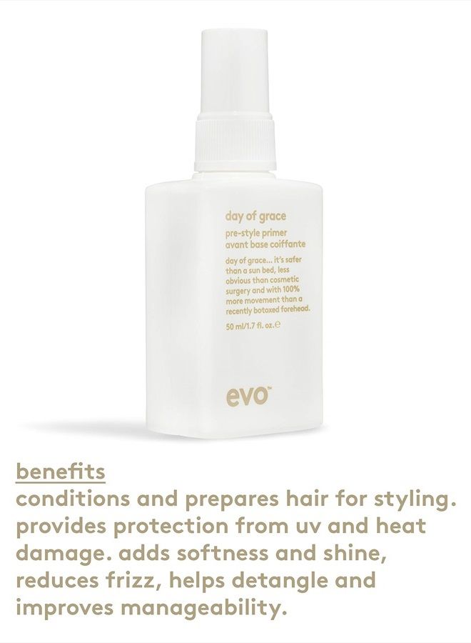 EVO Day of Grace Pre-Style Primer - Leave-in Heat Protectant Spray - Moisturizes, Detangles & Smooths Hair - Travel Size, 50ml / 1.7fl.oz - Image 3