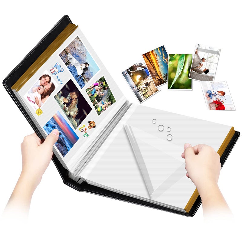1DOT2 Photo Album SelfAdhesive 100 Pages Sticky Page Leather Cover Magnetic Scrapbook Family Albums for Christmas Gifts Birthday Wedding Memory Photo Book 4X6 5X7 6X8 8X10 Big Black - Image 1