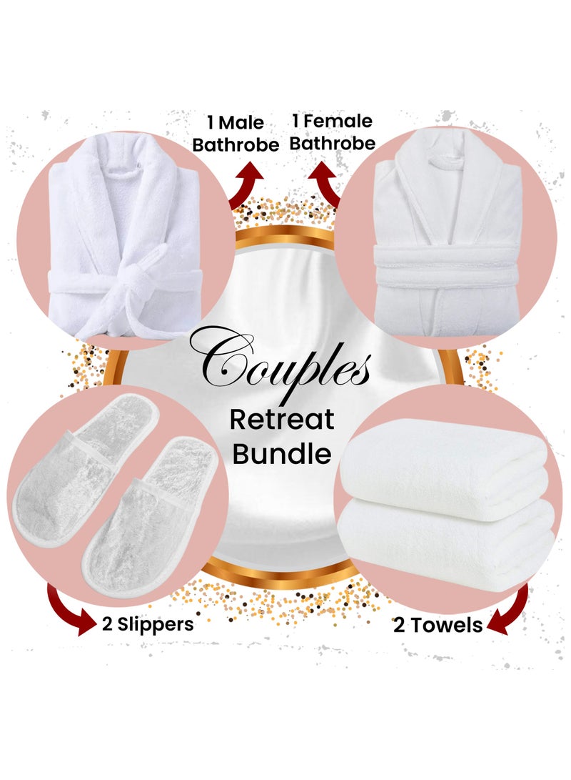 Asraar Couple Retreat Bundle 6-Piece Set – Includes 1 Male Bathrobe XL, 1 Female Bathrobe XL, 2 Luxurious Slippers, and 2 Premium Towels 50 x 80cm 250g – Perfect for Relaxation – High-Quality Fabric for Spa-Like Experience at Home – Ideal for Couples - Image 2