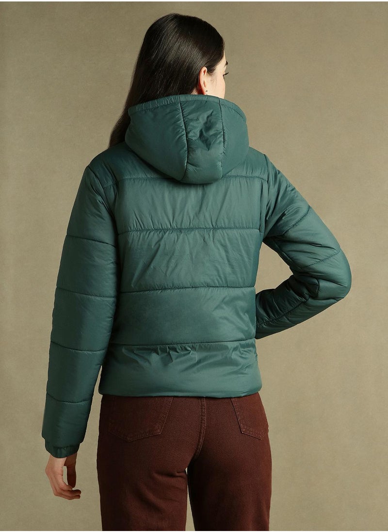 Dennis Lingo - Women's Dark Green 100% Polyester Solid Regular Fit Jacket - Image 1