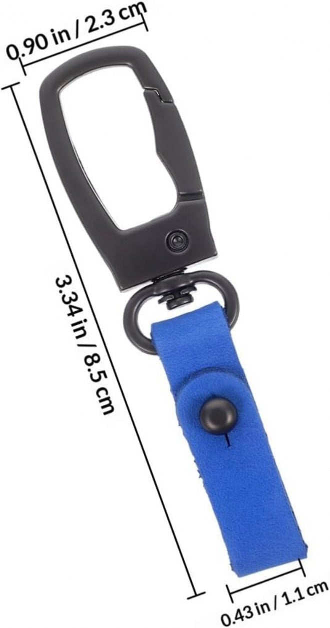 Men’s Blue Leather Car Keychain with Metal Ring Anti-lost Key Holder for Men Sturdy Key Chain and Backpack Accessories - Image 2