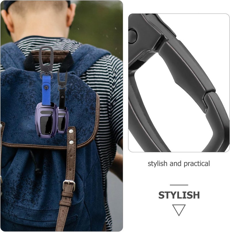 Men’s Blue Leather Car Keychain with Metal Ring Anti-lost Key Holder for Men Sturdy Key Chain and Backpack Accessories - Image 3