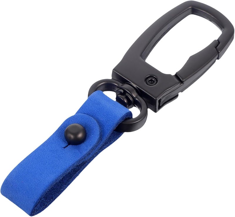 Men’s Blue Leather Car Keychain with Metal Ring Anti-lost Key Holder for Men Sturdy Key Chain and Backpack Accessories - Image 1