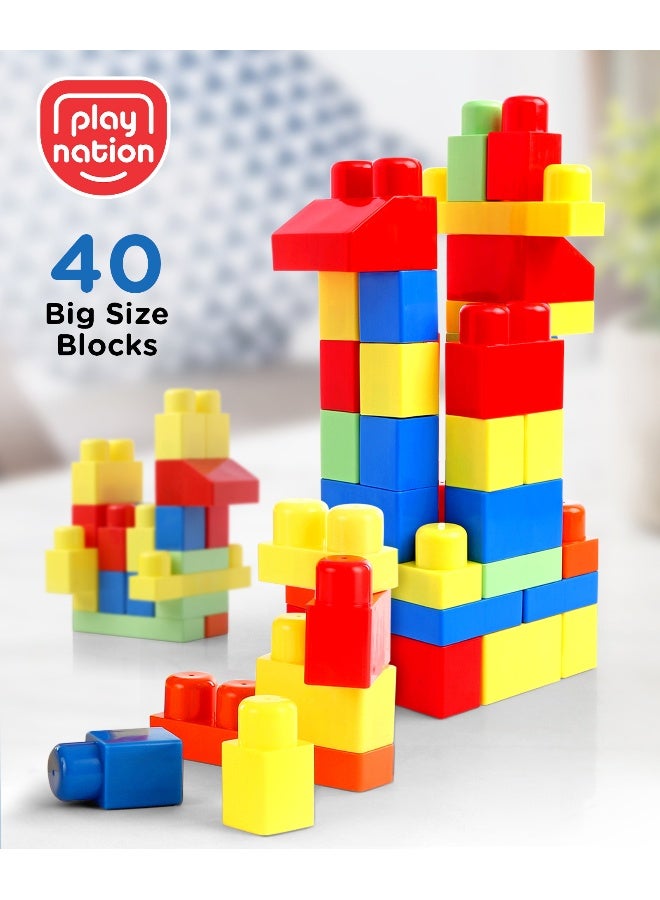 PlayNation Play Nation Jumbo Brix Stack & Fix Set Multicolour - 40 Pieces, 12M+, Enhances Problem Solving Skills, Screen Free Fun & Engagement, Lightweight, No Sharp Edges - Image 1
