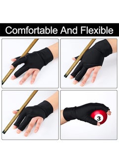 Depend 4 PCS 3 Fingers Pool Gloves Billiard Gloves Cue Shooter Pool Gloves Anti Skid Billiard Glove Left Hand Shooters Snooker Cue Sport Glove For Women Men Billiard Shooters Accessories  - Image 5