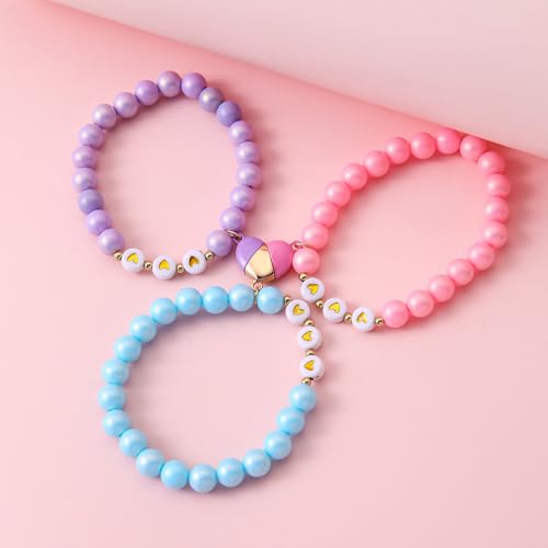 COLORFUL BLING سوار بFF ملون ل3, مجموعة أساور الأم وابنتها, سوار بتصميم صليب وفراشة وقلب للنساء والرجال, أساور صداقة متطابقة هدايا مجوهرات - النمط 1 - Image 4