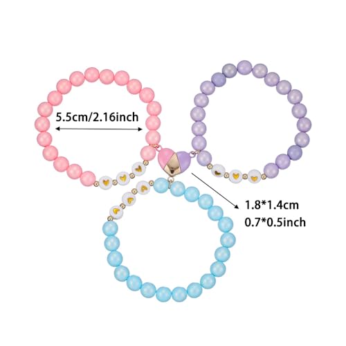 COLORFUL BLING سوار بFF ملون ل3, مجموعة أساور الأم وابنتها, سوار بتصميم صليب وفراشة وقلب للنساء والرجال, أساور صداقة متطابقة هدايا مجوهرات - النمط 1 - Image 5