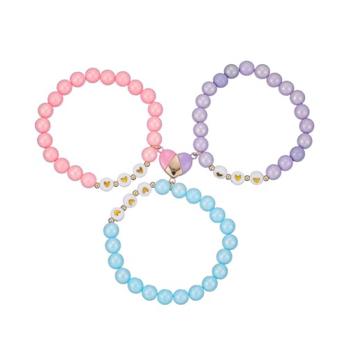 COLORFUL BLING سوار بFF ملون ل3, مجموعة أساور الأم وابنتها, سوار بتصميم صليب وفراشة وقلب للنساء والرجال, أساور صداقة متطابقة هدايا مجوهرات - النمط 1 - Image 1