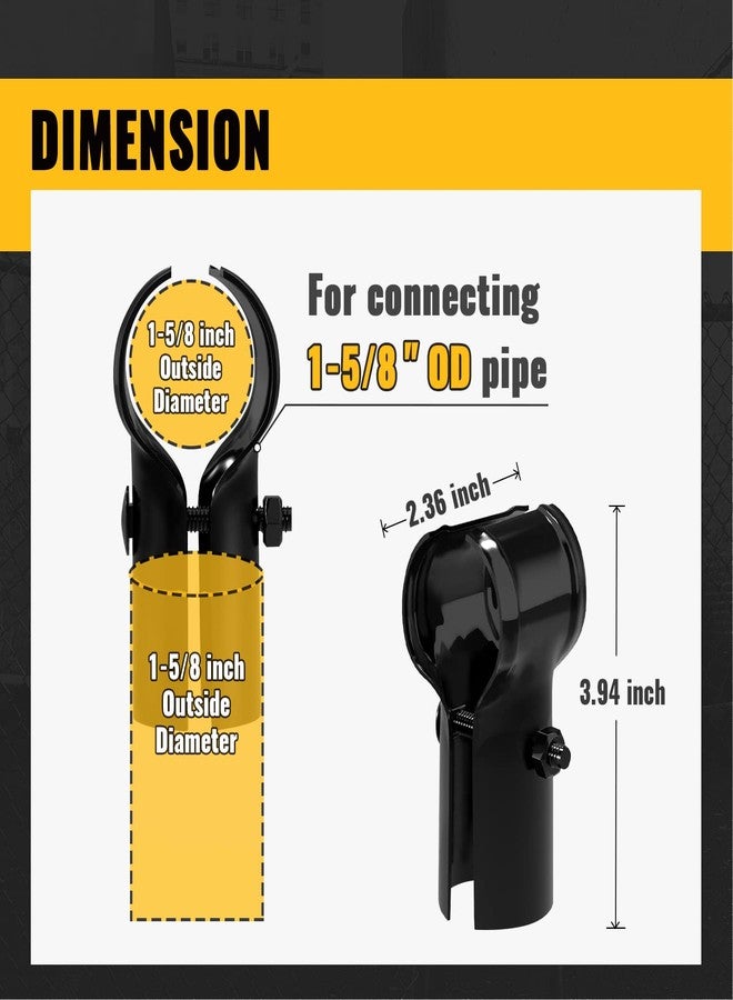 VIVIDA 1-5/8" End Rail Clamps, Black Chain Link Fence Fittings, 1-5/8 Inch Panel Pipe T Connectors, 4 PCS - Image 3