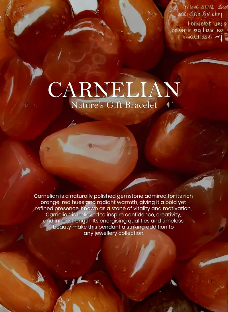 British Fossils قلادة طاقة الكريستال بالكارنيليان