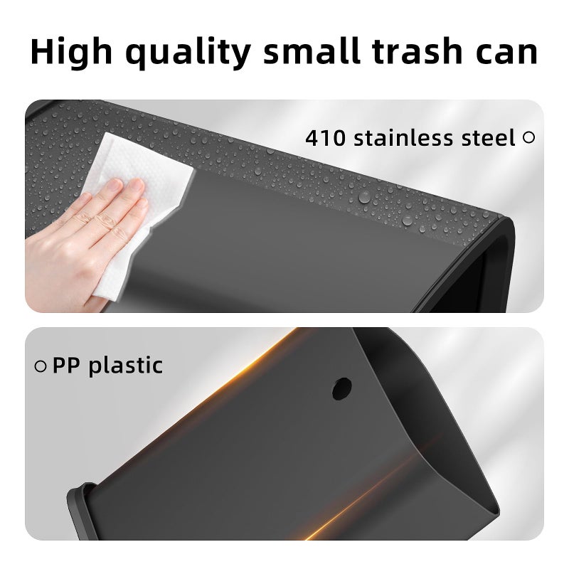 KHMMGK 2.6 Gal Black Bathroom Trash Can,Metal Waste Baskets with Removable Inner Bucket,Small Office Garbage Can - Image 5