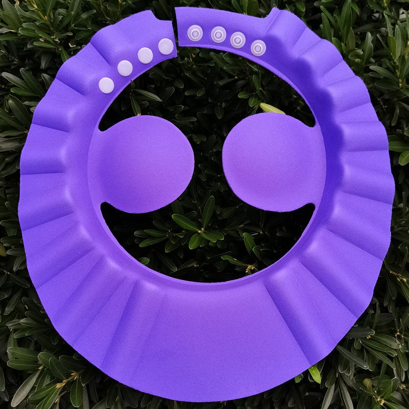Adjustable EVA Kids Bath Cap Ear Guard Deep purple with ear protection and no waves 