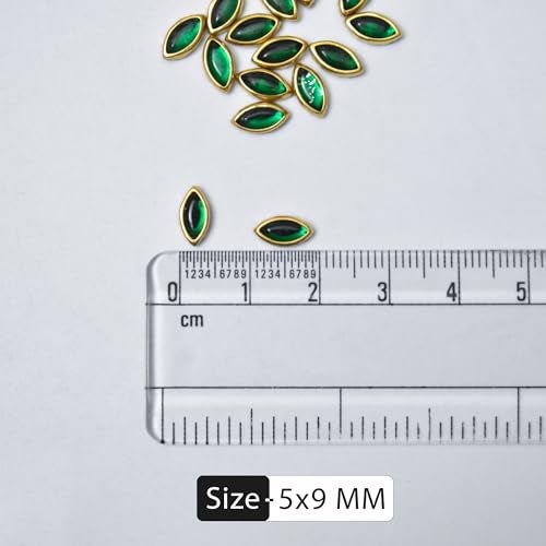 Embroiderymaterial مواد تطريز خام لاصق مسطح على أحجار كوندان خرز للحرف، صناعة المجوهرات، عمل الأساور، مواد عمل الماجام، أحجار لعمل التطريز، عمل الأري (شكل عين، 5X9MM، 250 قطعة) - Image 2