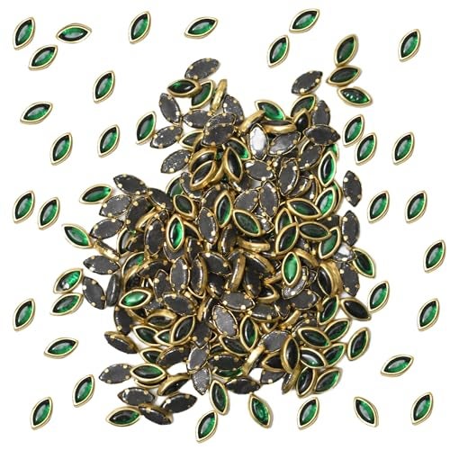 Embroiderymaterial مواد تطريز خام لاصق مسطح على أحجار كوندان خرز للحرف، صناعة المجوهرات، عمل الأساور، مواد عمل الماجام، أحجار لعمل التطريز، عمل الأري (شكل عين، 5X9MM، 250 قطعة) - Image 1