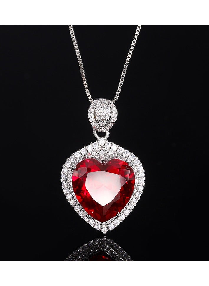 Very beautiful heart pendant in red corundum, especially romantic, suitable for wife and mother as a gift.  - Image 3