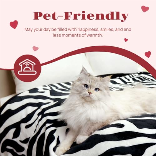 PU MEI Fuzzy Flannel Throw Blanket for Sofa, Couch, Bed, Black and White Zebra Print Blanket Animal - Lightweight Double Sided Cozy Super Soft Blankets, 60" x 80" inches - Image 4