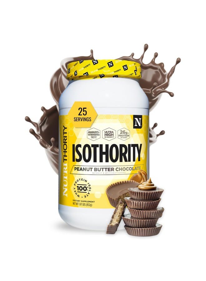 Nutrithority ISOTHORITY- 100% Pure Whey Protein Isolate for Maximum Post Workout Recovery (Peanut Butter Chocolate) - Image 1