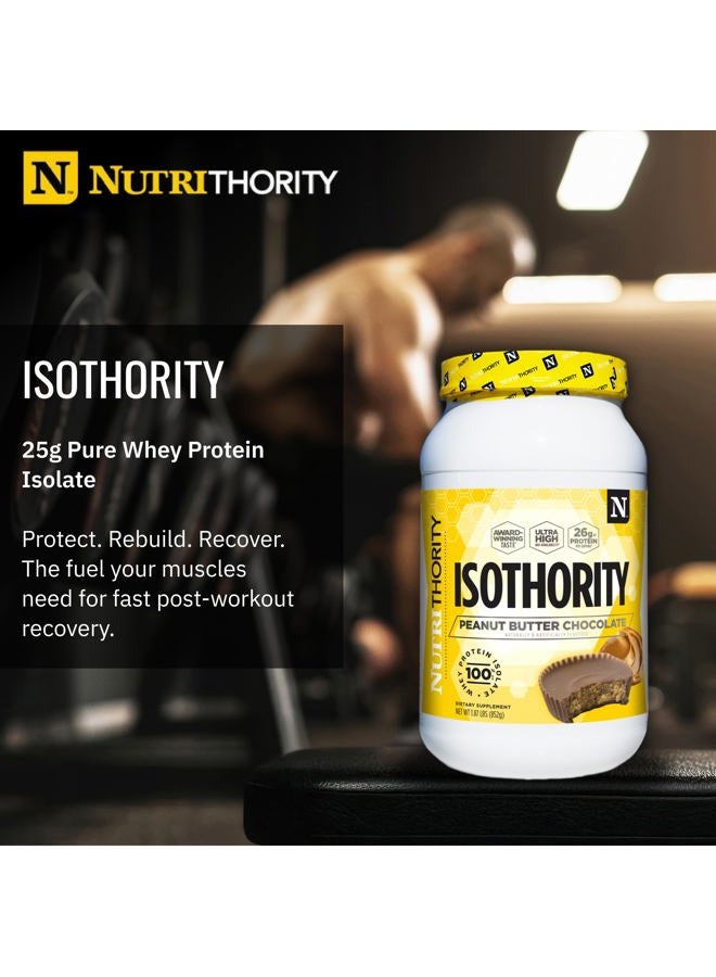 Nutrithority ISOTHORITY- 100% Pure Whey Protein Isolate for Maximum Post Workout Recovery (Peanut Butter Chocolate) - Image 2