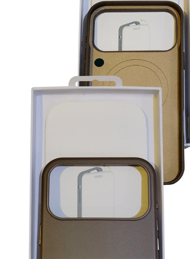 Premium Leather iPhone 17 Pro Max Protective Case - Taupe Color - Image 2