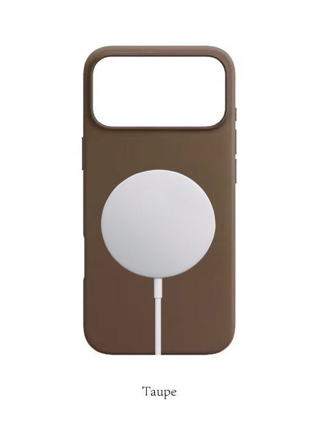 Premium Leather iPhone 17 Pro Max Protective Case - Taupe Color - Image 2