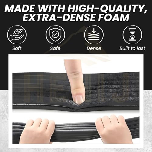 HENIJ Soft Extra Dense Furniture Table Wall Edge Protectors Foam Baby | Safety Bumper Guard Protector, Table Protection Strip, Kids Safety Corner Strip (6.5 Ft Long, 8 CM Wide, Black, Pack of 1) - Image 3