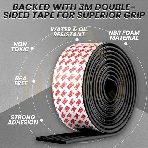 HENIJ Soft Extra Dense Furniture Table Wall Edge Protectors Foam Baby | Safety Bumper Guard Protector, Table Protection Strip, Kids Safety Corner Strip (6.5 Ft Long, 8 CM Wide, Black, Pack of 1) - Image 4