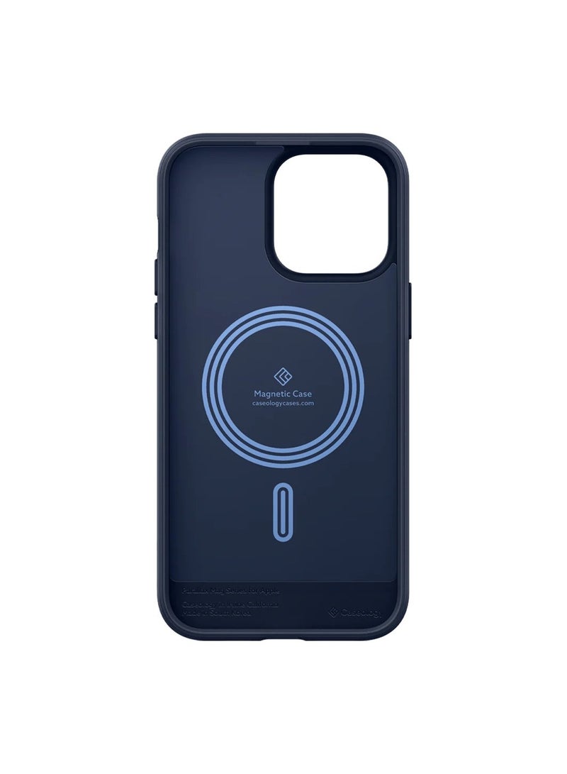 Caseology Parallax Mag Case [Built-in Magnet] Designed for MagSafe, Grade Drop Protection, Slim Ergonomic Grip, Wireless Charging Compatible Cover for iPhone 14 Pro (5G, 2022) – Midnight Blue  - Image 3