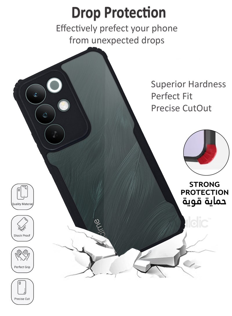 Waldic Realme C85 Premium Case | Premium Silicone Case Cover Designed for Realme C85 | Realme C85 Case Camera and Drop Protection Thin Protective Back Cover Case for Realme C85 - Clear/Black - Image 3
