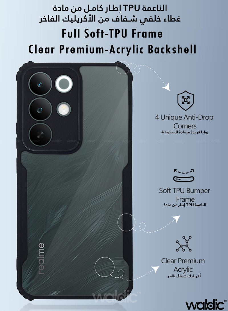 Waldic Realme C85 Premium Case | Premium Silicone Case Cover Designed for Realme C85 | Realme C85 Case Camera and Drop Protection Thin Protective Back Cover Case for Realme C85 - Clear/Black - Image 5