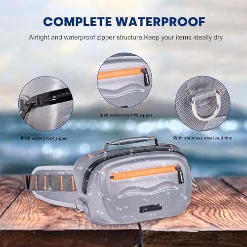 WILD HEART Airtight Waterproof Waist Bag Luya Bag 3D Dimension Shape Case 36L TPU Material for Outdoor Kayaking Rafting Boating Swimming Camping Hiking Beach Fishing Grey - Image 3