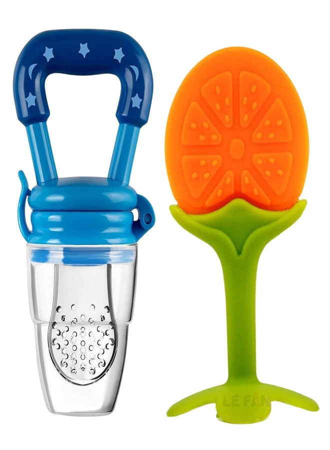 Lefan Baby Soft Pacifier Teether Silicone Food/Fruit Nibbler with Extra Mesh, Soft Pacifier/Feeder, Teether for Baby, Infant (FS-teether-Feeder B-O-2pcs) - Image 1