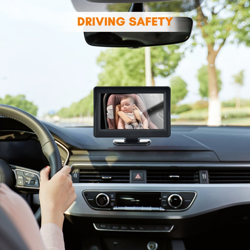Baby Car Monitor 720P Monitor Camera for Baby Rear Facing Seat 4.3 Inch Car Seat Mirror Display 150° Wide View Night Vision Baby Car Mirror Camera Easy Installation - Image 2
