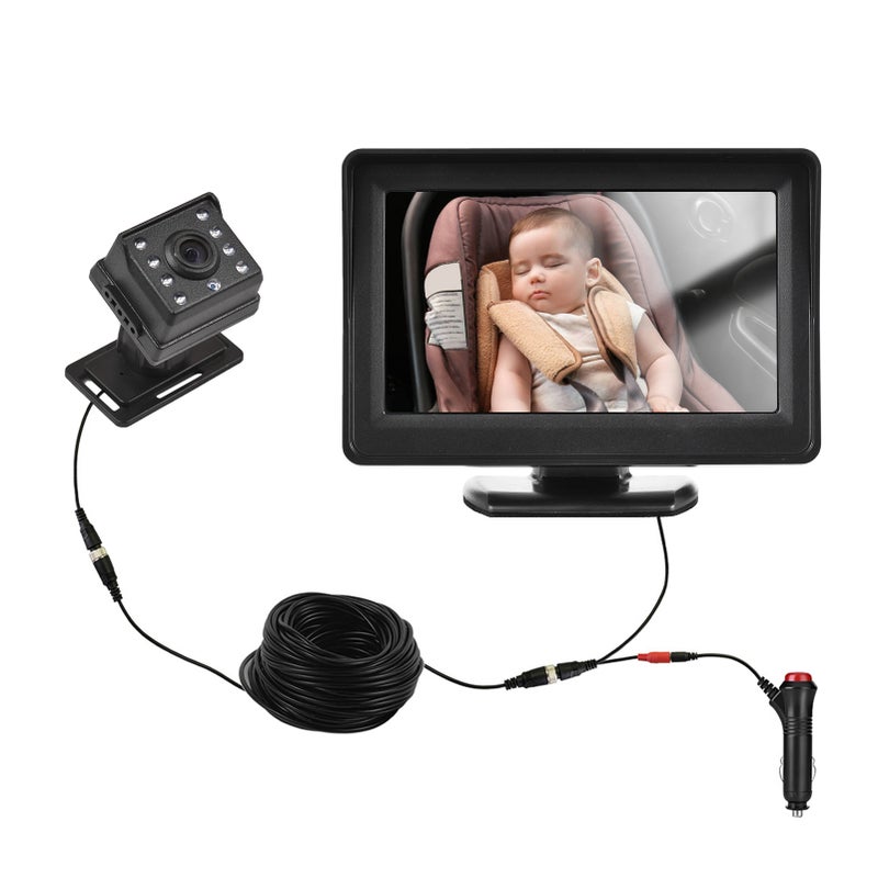 Baby Car Monitor 720P Monitor Camera for Baby Rear Facing Seat 4.3 Inch Car Seat Mirror Display 150° Wide View Night Vision Baby Car Mirror Camera Easy Installation - Image 1