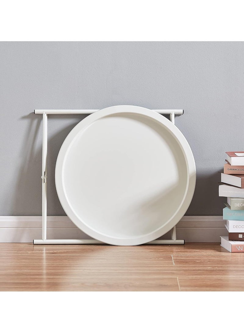 Nordic Folding Coffee Table Modern Multifunctional Sofa Side Table Living Room Wrought Iron Small Round Table Leisure Tray Table Outdoor Universal Mini Round Table White - Image 2