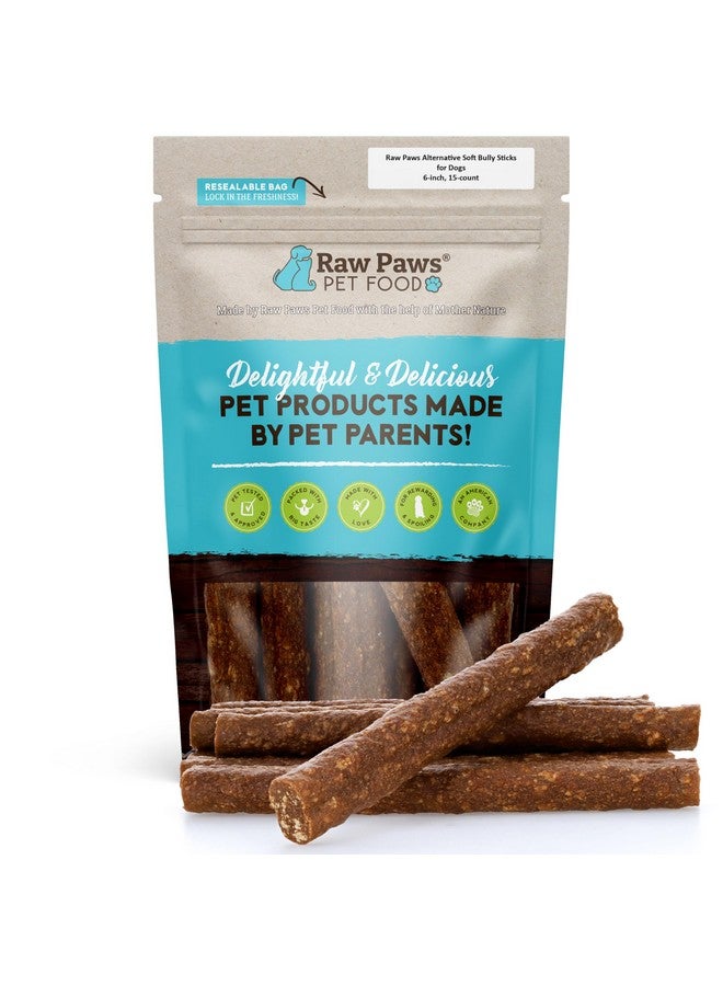 Raw Paws Alternative Soft Bully Sticks for Dogs, 6-inch, 15-ct - Made in USA - Dog Chews Rawhide Free - Soft Dog Chews for Senior Dogs - Rawhide Free Treats - Puppy Teething - Image 1