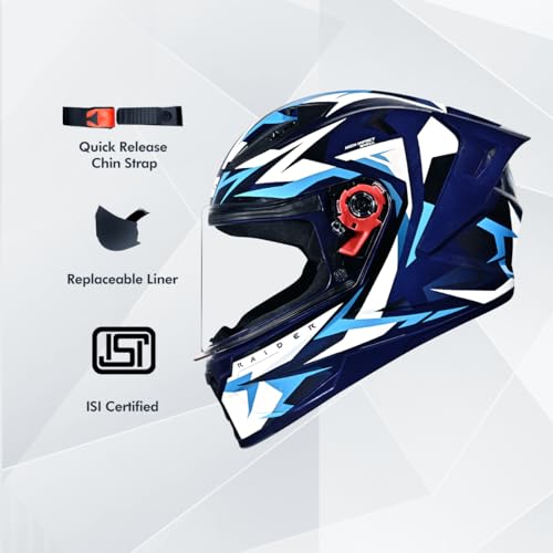 STUDDS Raider Skulpt ISI Certified Full Face Helmet for Men and Women with Spoilor and Clear Visor - Image 2