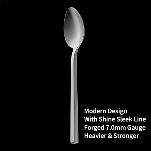 Alata Cube 20-Piece Forged Silverware Set Stainless Steel Flatware Set,Service for 4,Matte Satin Polished Cutlery Set,Dishwasher Safe - Image 2
