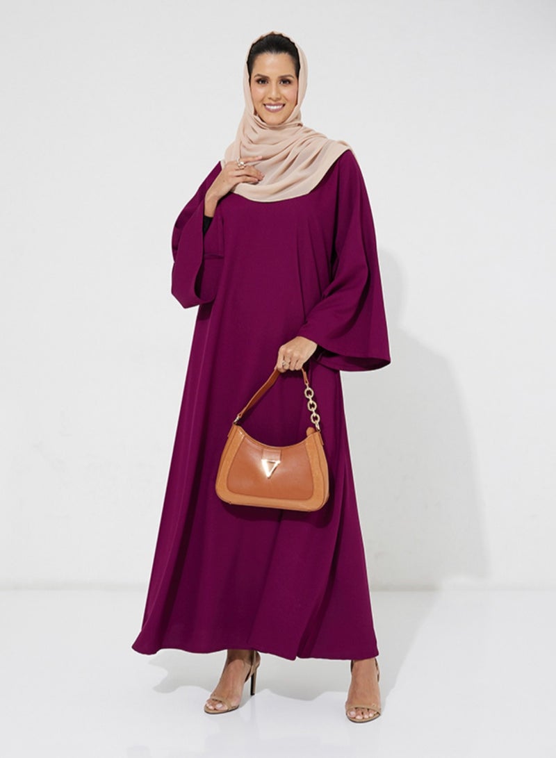 Rosette Abaya Abaya Purple With Wide sleeves - Image 4