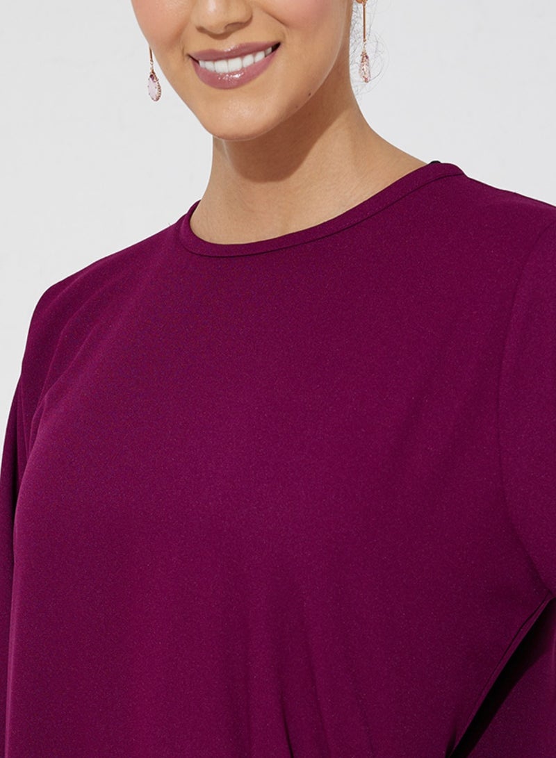 Rosette Abaya Abaya Purple With Wide sleeves - Image 2