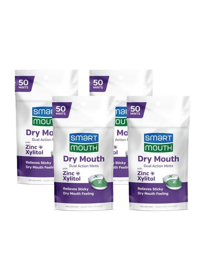 SmartMouth SmartMouth Dry Mouth Dual-Action Mints - Sugar-Free - 50 Count, 4 Pack, Mellow Mint - Image 1