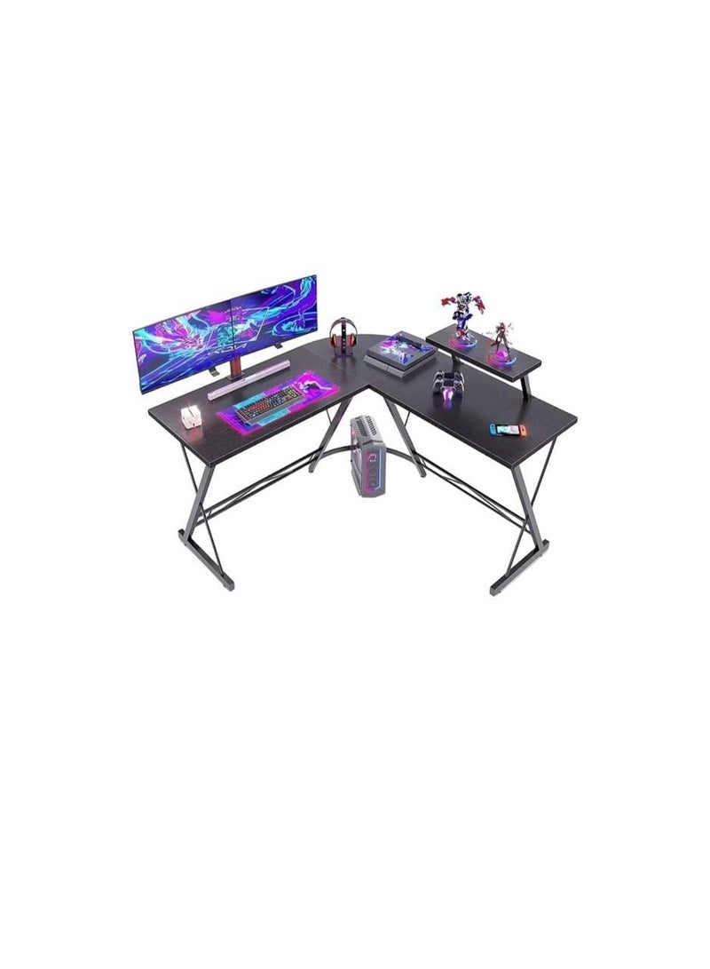 إكسبرت “مكتب جيمنج احترافي على شكل حرف L - تصميم أنيق مع رفوف مدمجة، مناسب لشاشات متعددة وأجهزة الألعاب، - Image 1