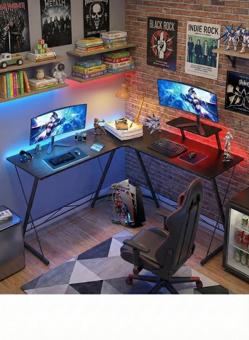 إكسبرت “مكتب جيمنج احترافي على شكل حرف L - تصميم أنيق مع رفوف مدمجة، مناسب لشاشات متعددة وأجهزة الألعاب، - Image 3
