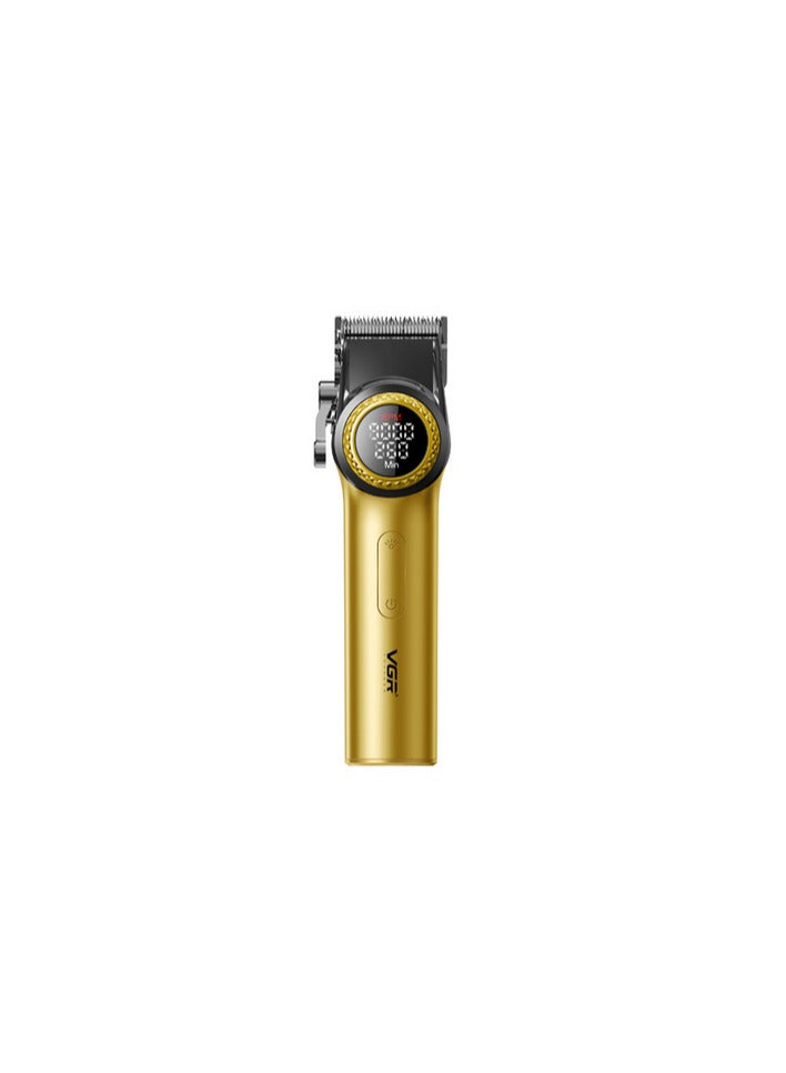 VGR V-001 Professional Men's Hair Clipper, Cordless Hair Trimmer, Carbon Steel Head, 9000 RPM, LED Display, Gold - Image 1
