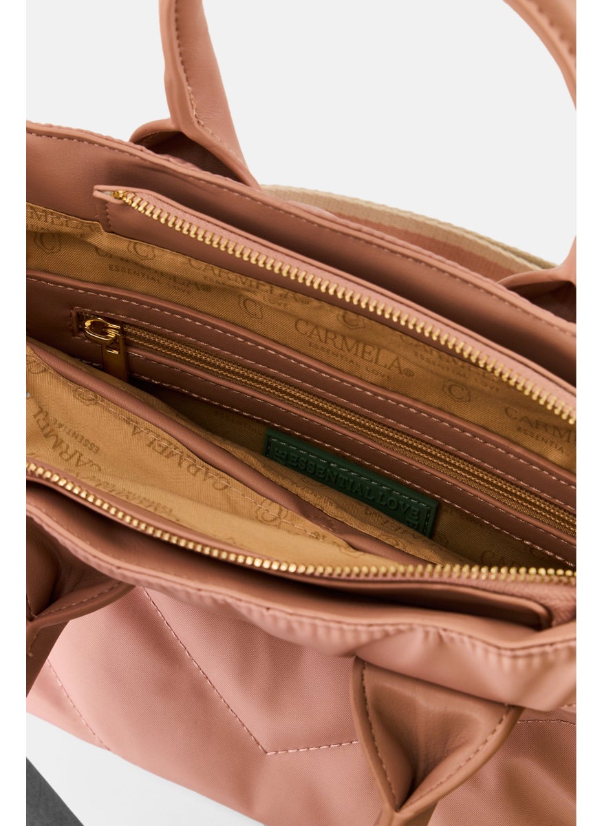 Carmela Women Brand Logo Handbag, Peach  - Image 2