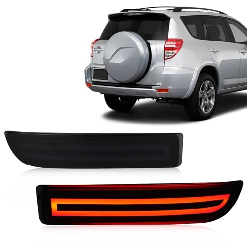 GEEGEETOP Red Lens LED Rear Reflector Bumper Turn Signal Brake Lamp Fog Light Assembly Compatible With Toyota RAV4 2006-2012/Scion xD 2008-2014 (SMOKED) - Image 4