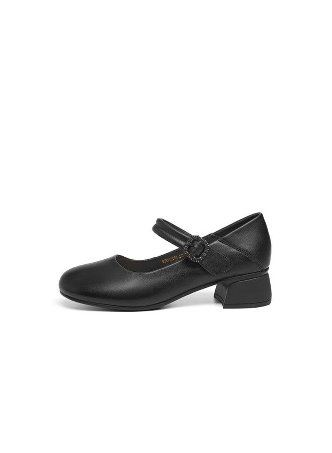 RED DRAGONFLY Red Dragonfly Low-heeled Single Shoes 2025 Spring Women's Shoes Mary Jane Chunky Heel Comfortable Women's Shoes Wjb158061 Black Size 36 - Image 1