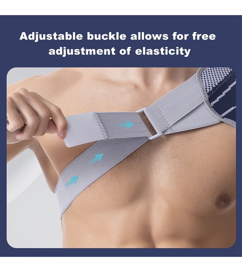 White Compressive Shoulder Support Brace for Basketball Fitness Adjustable Stabilizing Guard - Image 4