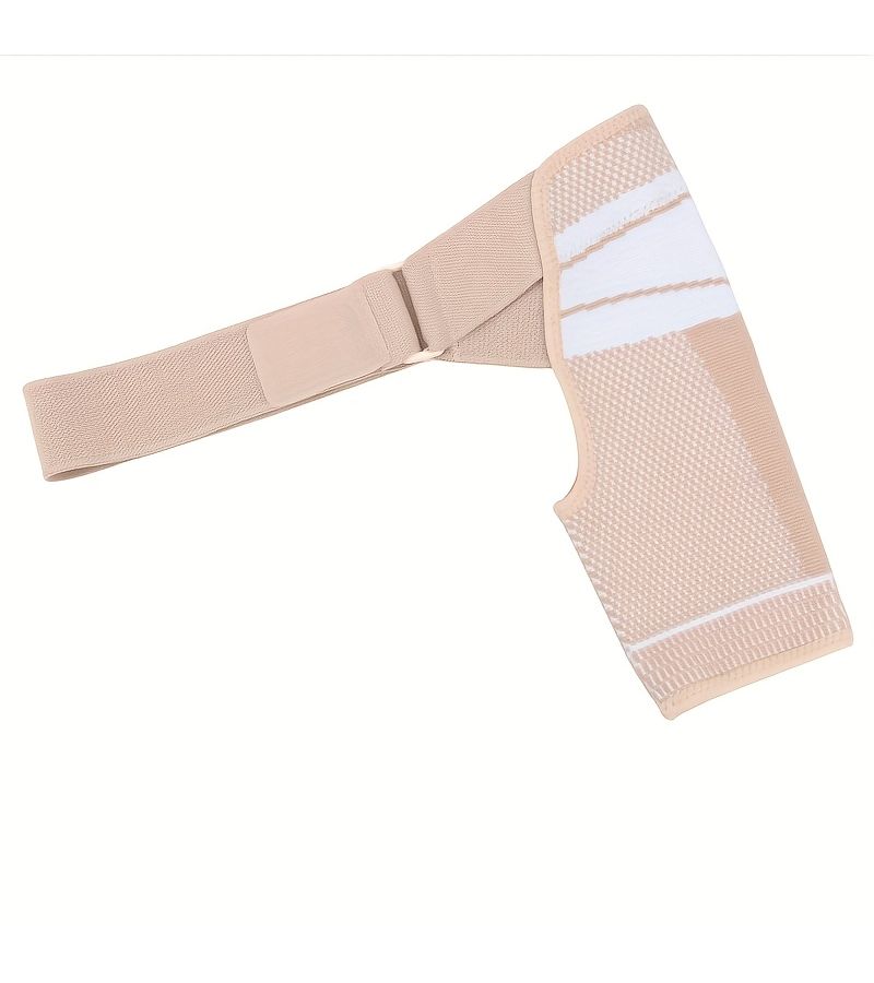 White Compressive Shoulder Support Brace for Basketball Fitness Adjustable Stabilizing Guard - Image 5