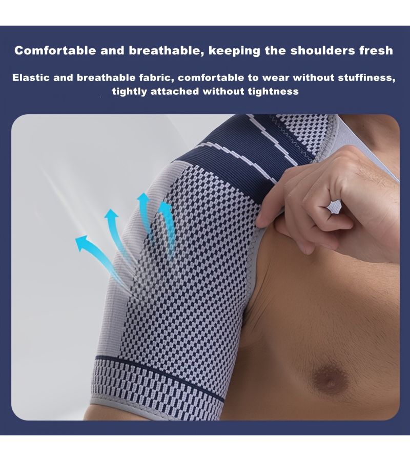White Compressive Shoulder Support Brace for Basketball Fitness Adjustable Stabilizing Guard - Image 3