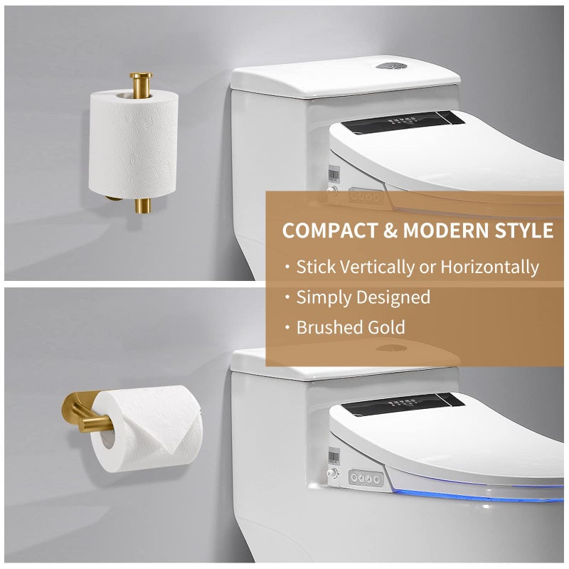 لايوكي حامل ورق التواليت لوكي جدار الذهب جدار ترقيات ترقية لفة ملصق لاصق لا يوجد حمام الحفر/RV/حمام SUS 304 مقاوم للصدأ (الذهب 1 قطعة) - Image 2